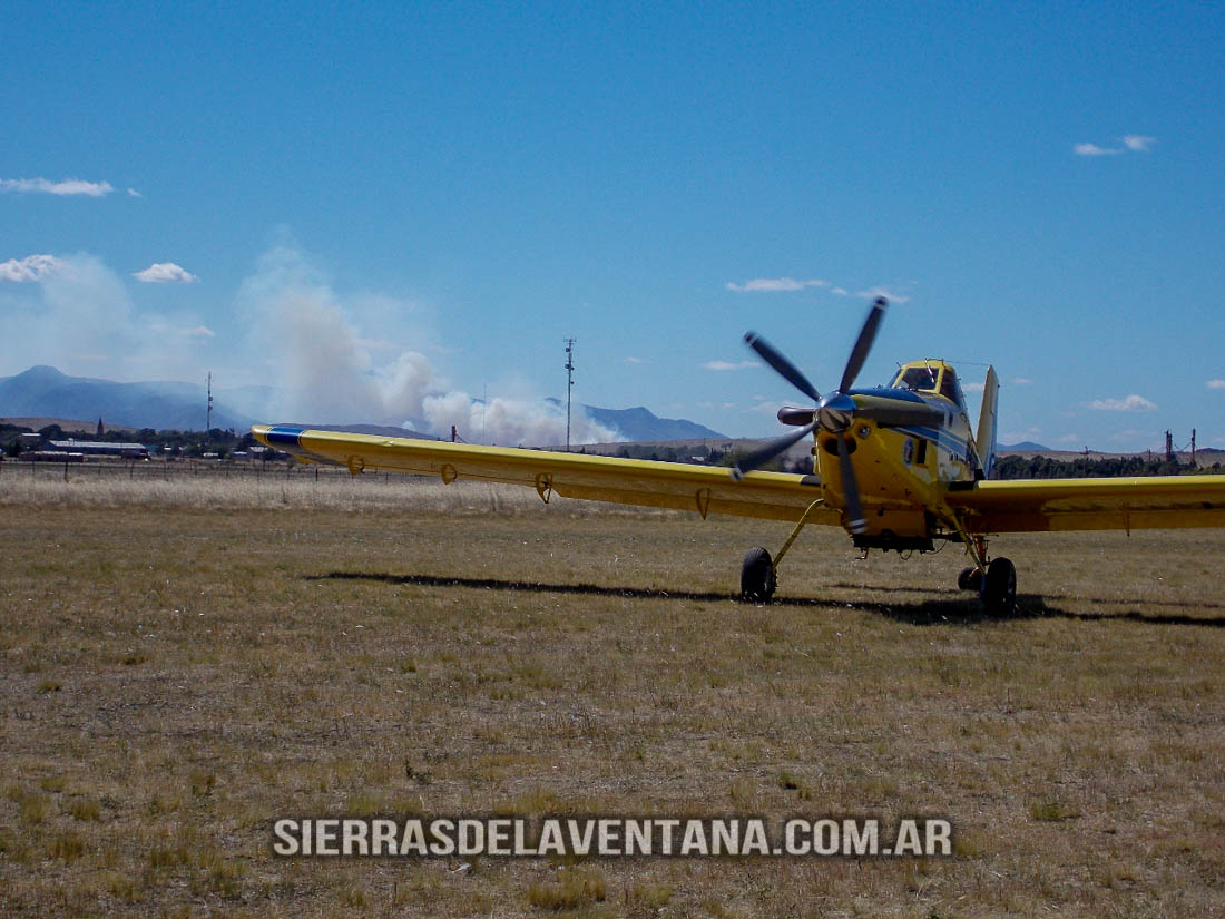 Incendio sobre las Sierras de la Ventana