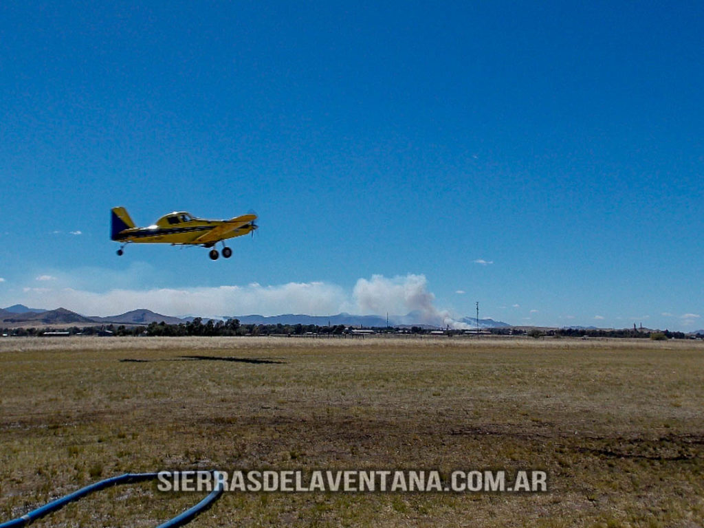 Incendio sobre las Sierras de la Ventana