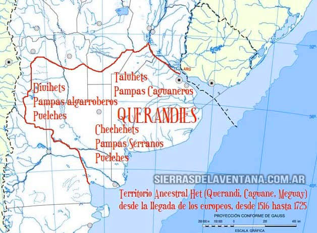 Mapa de las Crónicas de Caciques y etnias en la Sierra de la Ventana