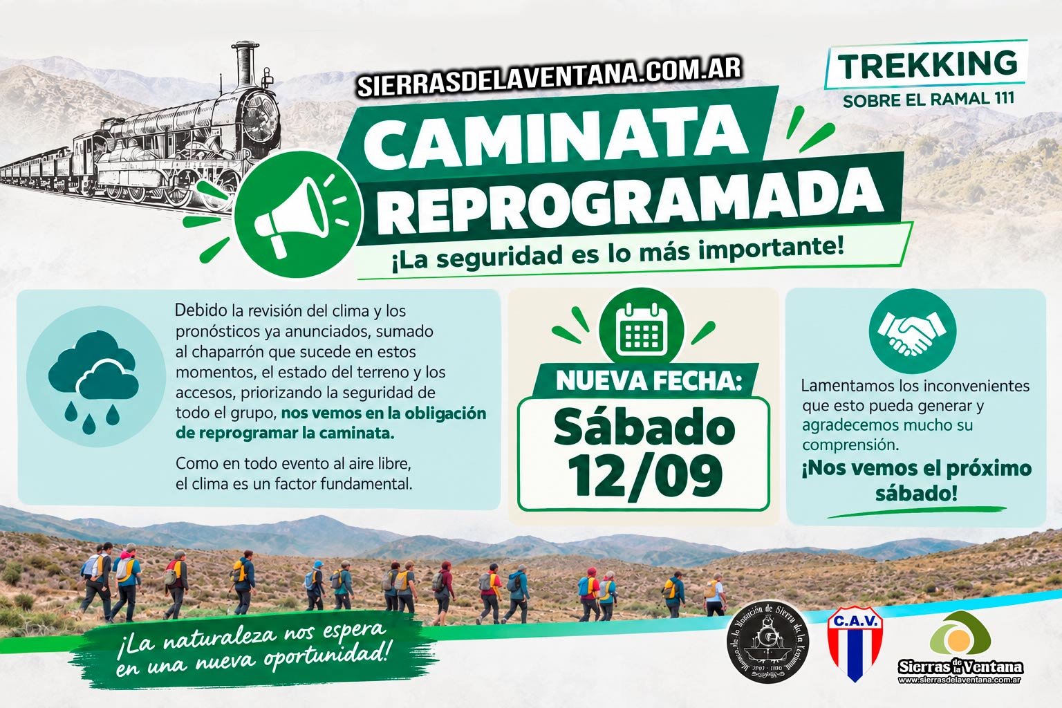 Reprogramaron la caminata sobre el Ramal 111 por las condiciones climáticas